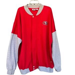 San Francisco 49ers Jacket Mens 3XL Tall Red Gray NFL Football Snap Front Bomber
